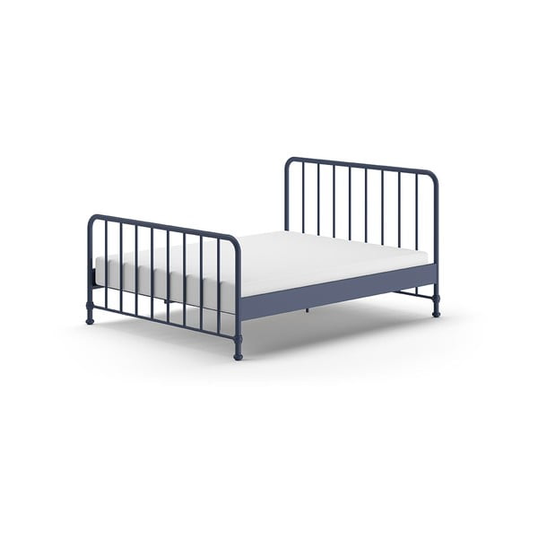 Niebieskie metalowe łóżko ze stelażem 160x200 cm BRONXX – Vipack
