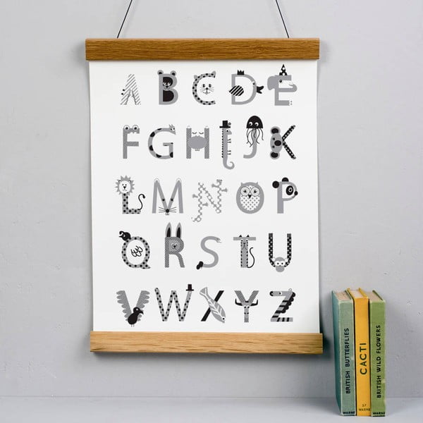 Plakat Alphabet Grey, 30x40 cm