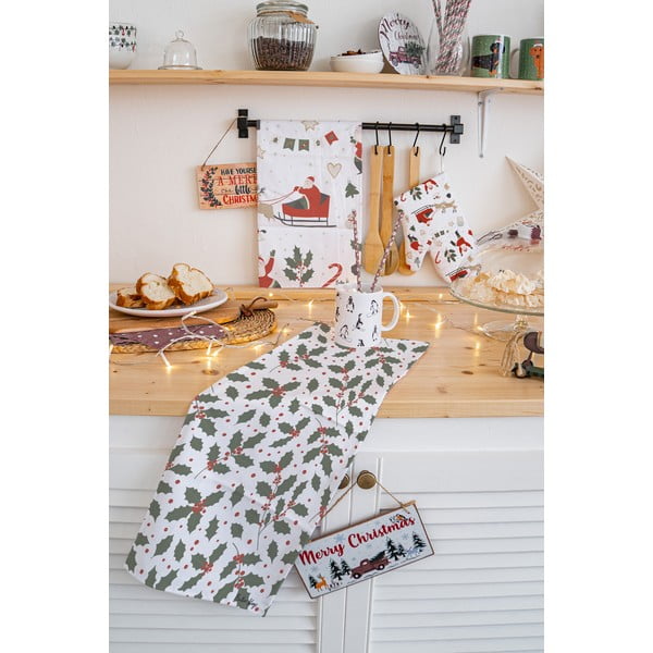 Bawełniane ścierki ze świątecznym motywem zestaw 2 szt. 50x70 cm Happy Santa – Butter Kings-image-1