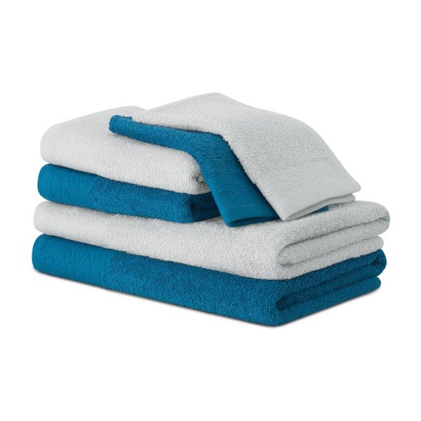 Niebieskie/szare bawełniane ręczniki zestaw 6 szt. frotte Flos – Restilo