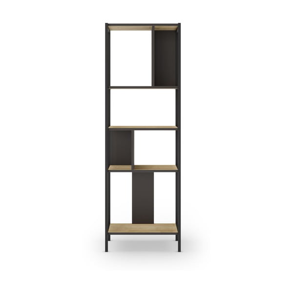 Czarny regał w dekorze dębu 58x175 cm Alabama – Marckeric