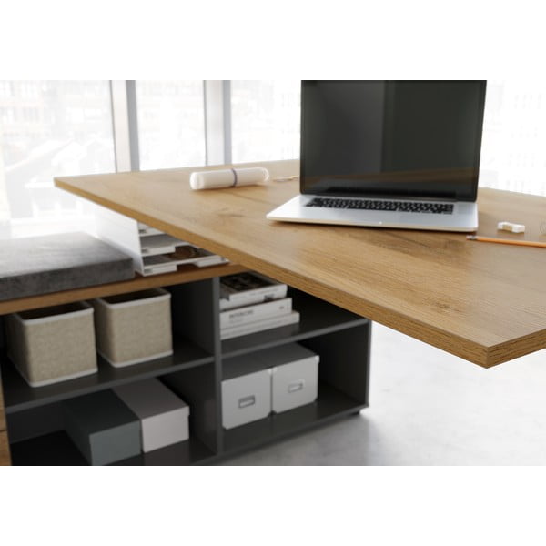 Biurko z blatem w dekorze dębu 140x159 cm Agenda – Germania-image-2