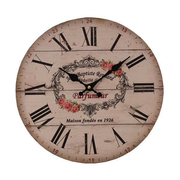 Różowy zegar Antic Line Parfumer, ⌀ 34 cm
