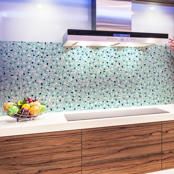 Zestaw 24 naklejek ściennych Ambiance Cement Tile Stickers Terrazzo Aqua, 10x10 cm-image-2