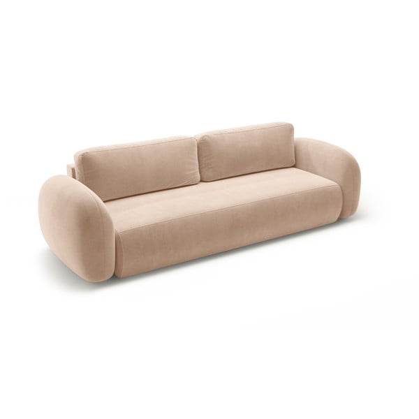 Beżowa aksamitna rozkładana/ze schowkiem sofa 262 cm Tonale – Cosmopolitan Design-image-2