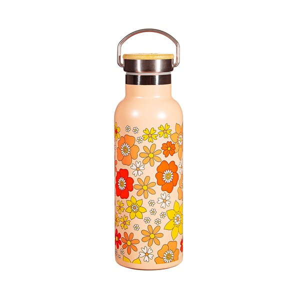 Pomarańczowa butelka dla dzieci ze stali nierdzewnej 500 ml 70s Floral – Sass & Belle