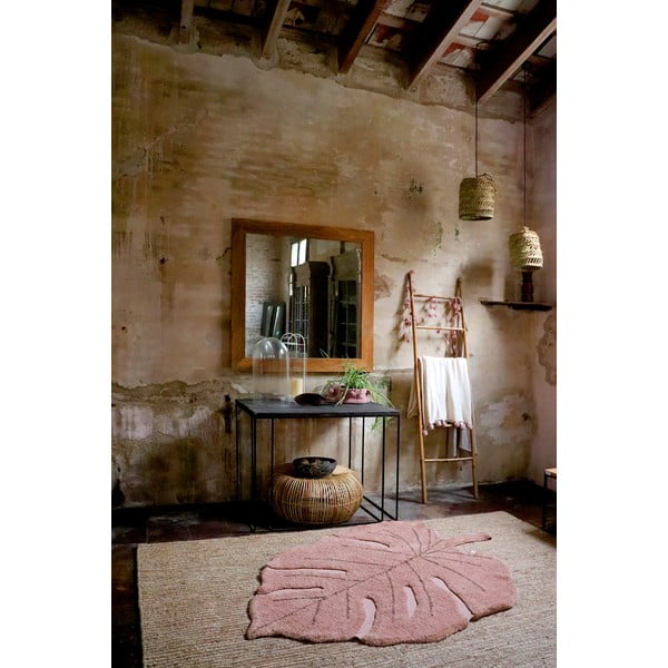 Różowy bawełniany dywan dziecięcy tkany ręcznie odpowiedni do prania 120x180 cm Monstera Vintage Nude – Lorena Canals-image-3