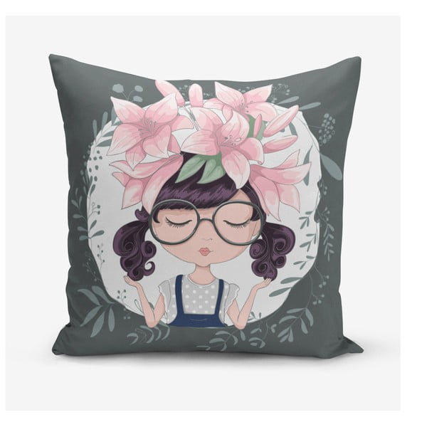 Poszewka na poduszkę z domieszką bawełny Minimalist Cushion Covers Flower and Girl, 45x45 cm