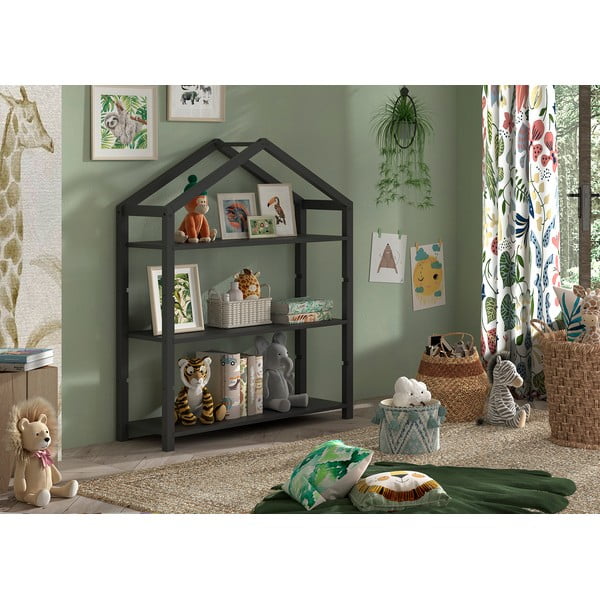 Antracytowy regał dziecięcy z litego drewna sosnowego 111x141x40 cm Dallas – Vipack-image-1