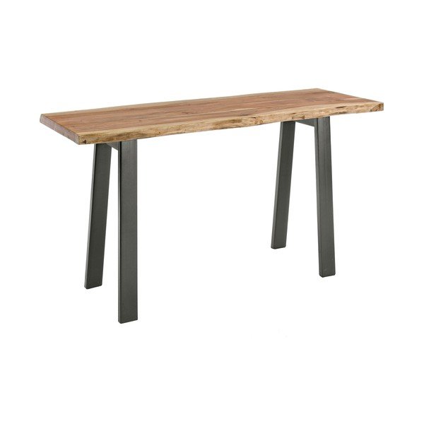 Czarno-naturalna konsola z blatem z drewna akacjowego 45x130 cm Aron – Bizzotto-image-2