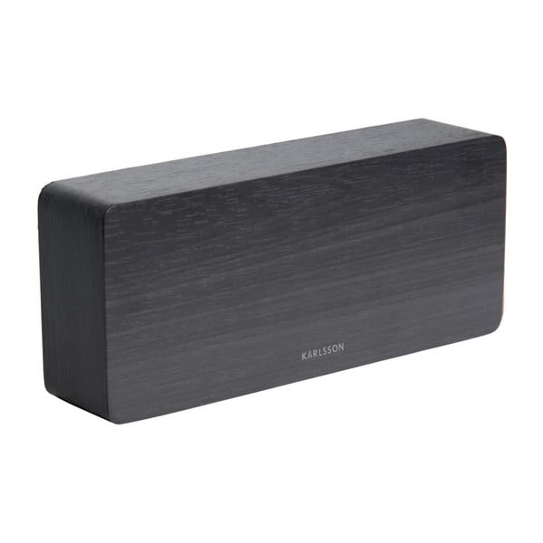 Czarny budzik w dekorze drewna Karlsson Tube, 21x9 cm-image-2