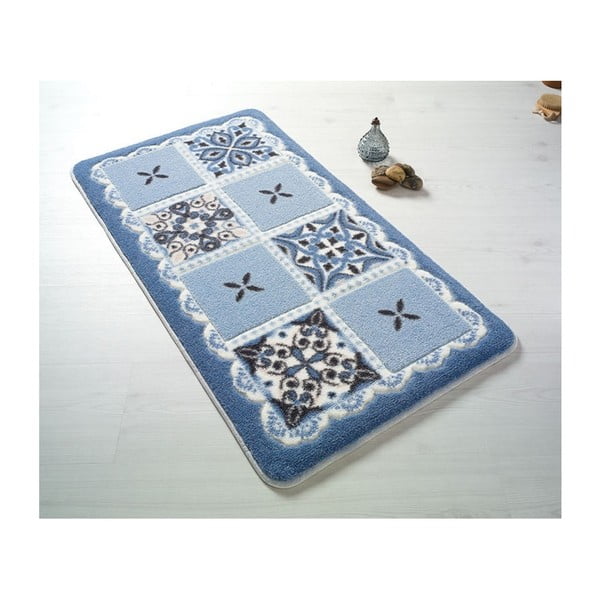 Niebieski dywanik łazienkowy Confetti Ceramic, 80x140 cm