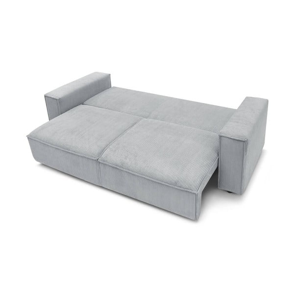 Jasnoszara sztruksowa rozkładana sofa 245 cm Nihad – Bobochic Paris-image-4