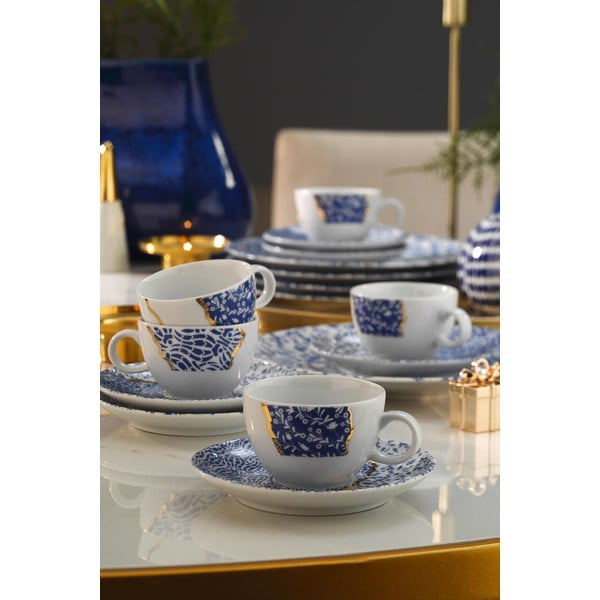 Biało-niebieskie porcelanowe filiżanki zestaw 6 szt. 0.9 l – Hermia-image-1