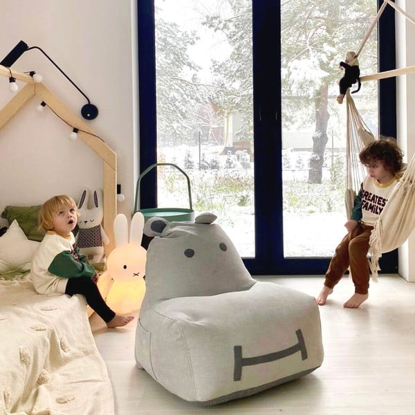 Jasnoszary dziecięcy worek do siedzenia Hippo – The Brooklyn Kids-image-3