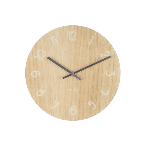 Jasnobrązowy zegar Present Time Glass Wood, ⌀ 40 cm