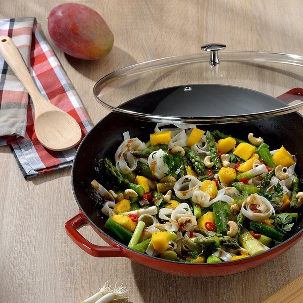 Czerwony WOK żeliwny Kela Calido, ø 36 cm-image-1