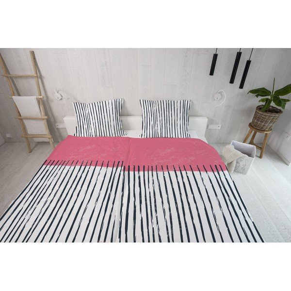Pościel jednoosobowa z satyny bawełnianej 140x200 cm Black Stripes in Colors – Butter Kings-image-4