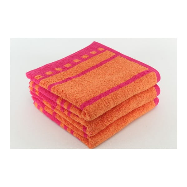 Zestaw 3 ręczników Capri Raspberry, 50x100 cm