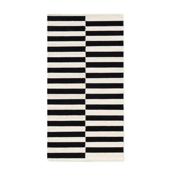 Czarno-biały wełniany dywan dwustronny tkany ręcznie 80x150 cm Donna – Hanse Home