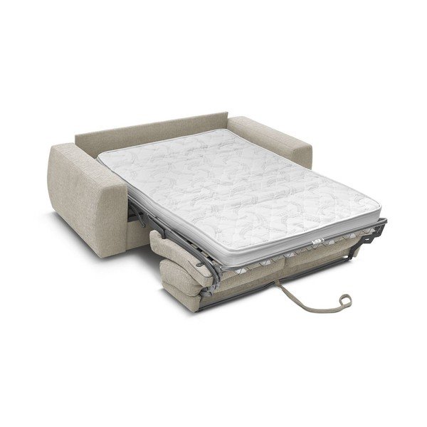 Beżowa sofa do spania/rozkładana z tkaniny szenilowej 240 cm Hugo – Bobochic Paris-image-3