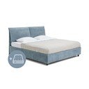 Niebieskie tapicerowane łóżko dwuosobowe ze schowkiem z materacem i stelażem 180x200 cm Myra Pillow – Bonami Selection