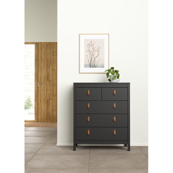 Czarna wysoka komoda 82x99 cm Madrid – Tvilum-image-1