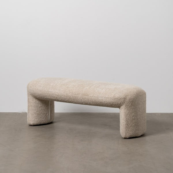 Beżowa  ławka z materiału bouclé Suave – Ixia-image-1