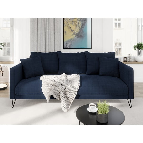 Ciemnoniebieska sofa  z tkaniny szenilowej 200 cm Freya – Ropez-image-1