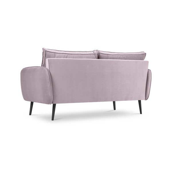 Jasnoróżowa aksamitna sofa z czarnymi nogami Kooko Home Lento, 158 cm-image-3