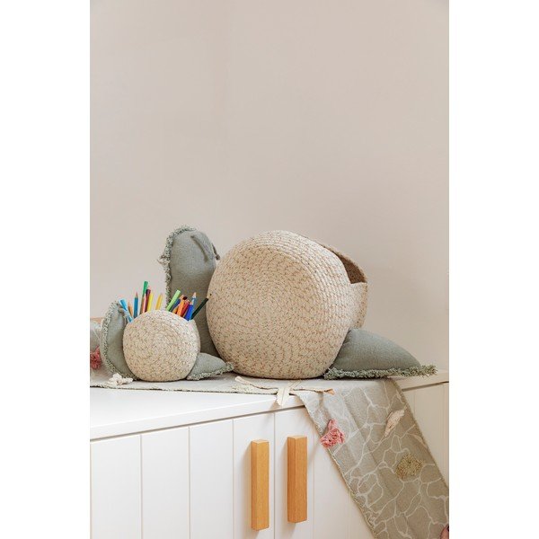 Kremowo-szałwiowy tekstylny dziecięcy kosz na zabawki 60x24x30 cm Big Snail – Lorena Canals-image-1