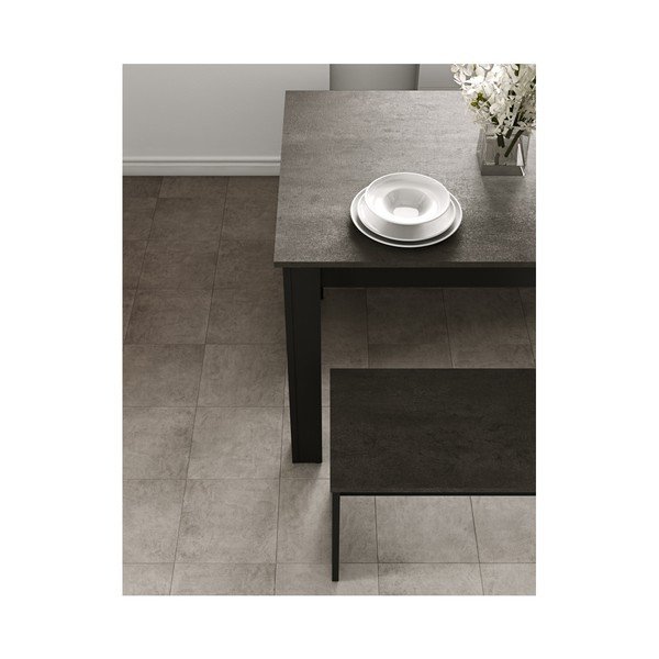 Komplet czarnego stołu i 2 ławek z blatem w dekorze betonu TemaHome Nice-image-4