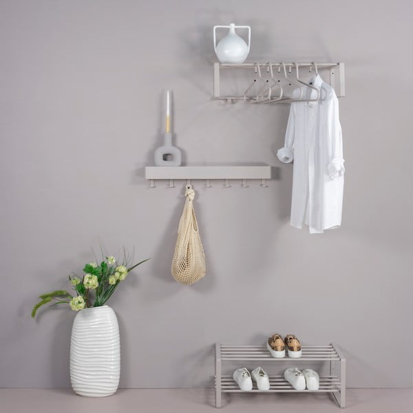 Szarobrązowy metalowy wieszak ścienny z półką 70 cm Rex – Spinder Design-image-4