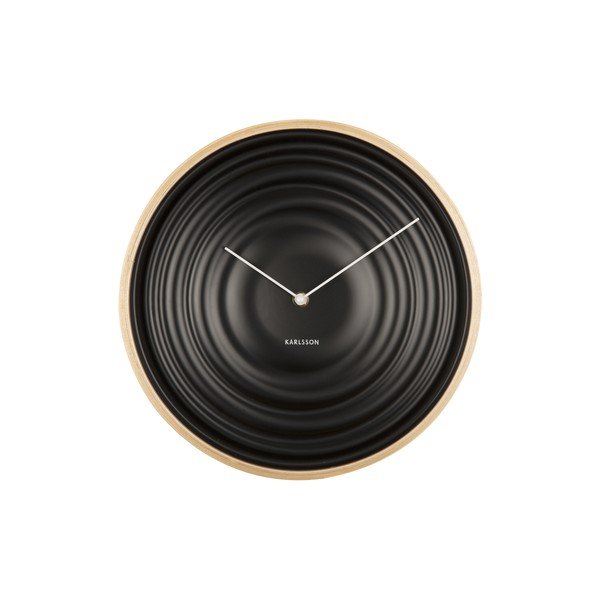 Czarny zegar Karlsson Ribble, ø 31 cm