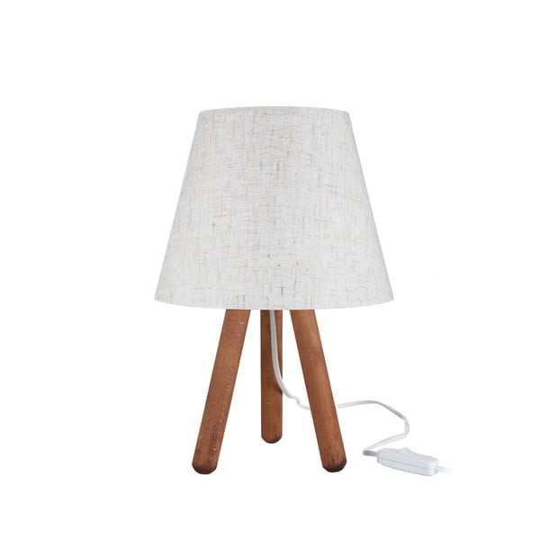 Biało-naturalna lampa stołowa z tekstylnym kloszem (wysokość 33,5 cm) – Squid Lighting