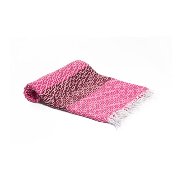 Różowy ręcznik kąpielowy tkany ręcznie Ivy's Belgin, 95x180 cm