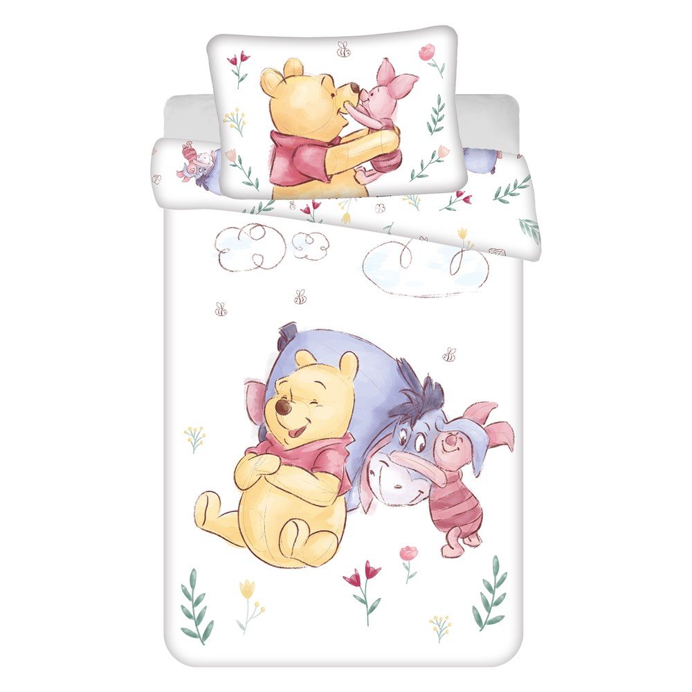 Bawełniana pościel dziecięca do łóżeczka 100x135 cm Winnie the Pooh "Pooh Hugs" – Jerry Fabrics