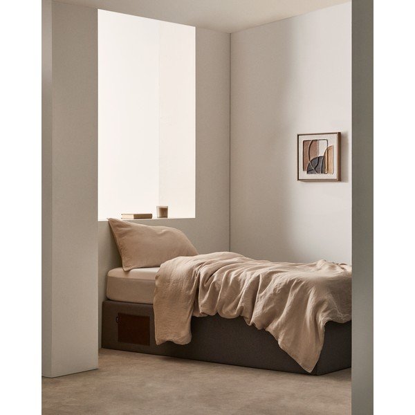 Czarne tapicerowane łóżko jednoosobowe ze schowkiem 90x190 cm Matters – Kave Home-image-1