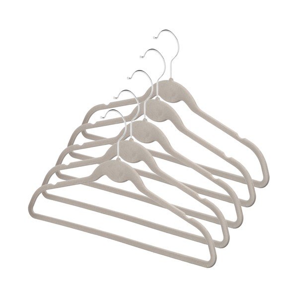 Zestaw 5 beżowych wieszaków dziecięcych z aksamitną powierzchnią Compactor-image-2