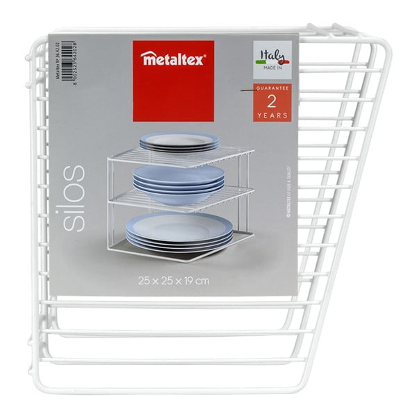 Biała stalowa dodatkowa półka 25x25 cm Silos – Metaltex-image-3