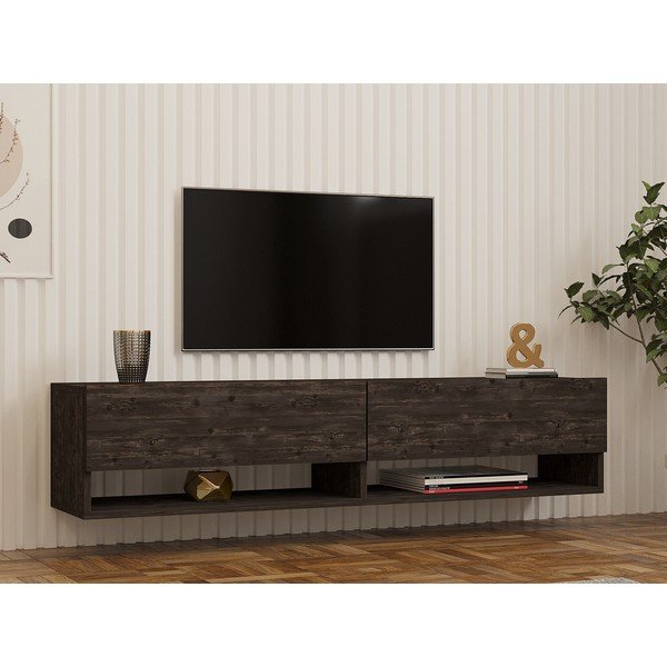 Antracytowa szafka pod TV 141x31x30 cm Arges – Kalune Design-image-1