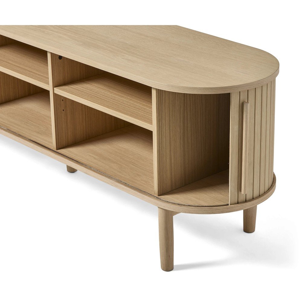 Szafka pod TV w dekorze dębu w naturalnym kolorze 180x56x40 cm Meta – Unique Furniture (zdjęcie 6)