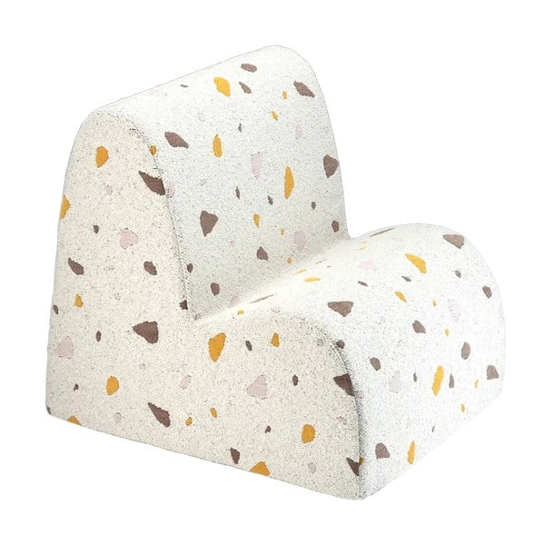 Biały fotel dziecięcy z materiału bouclé/z tkaniny szenilowej Terrazzo Cloud – Wigiwama