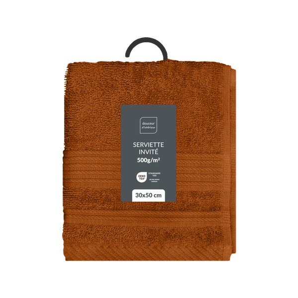 Bawełniany ręcznik frotte w kolorze terakoty 30x50 cm Tendresse – douceur d'intérieur-image-4