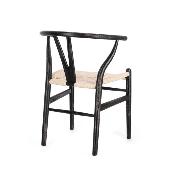 Czarno-naturalny fotel jadalniany z litego drewna Artemia – Bizzotto-image-4