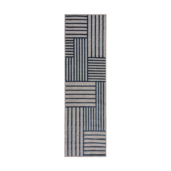 Ciemnoniebieski dywan odpowiedni na zewnątrz 66x230 cm Vigo Blocks – Flair Rugs