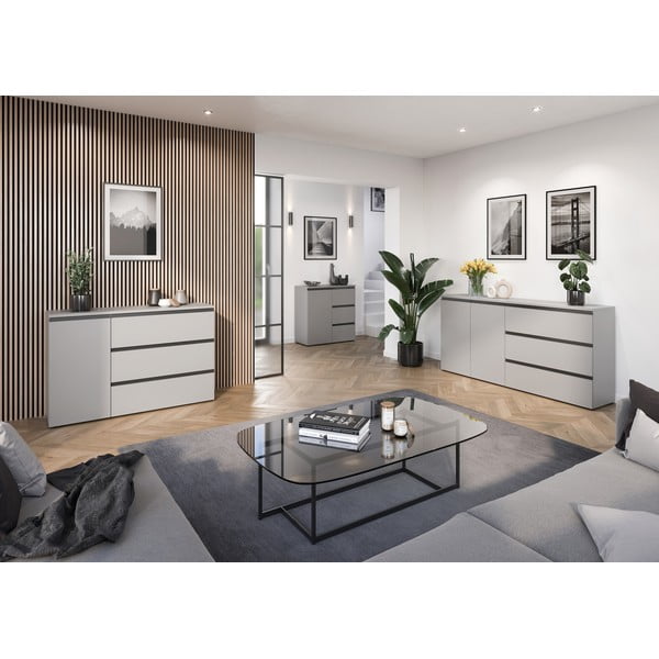 Szara niska komoda 135x91 cm Bastia – Germania-image-4