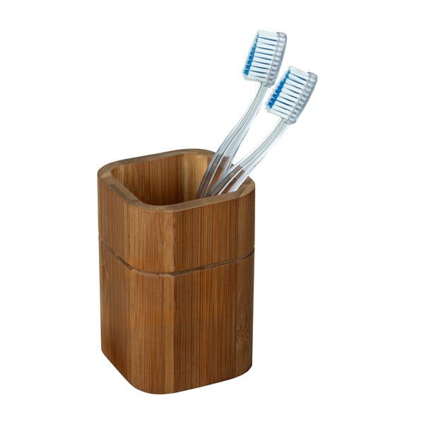Brązowy bambusowy kubek na szczoteczki do zębów Serro – Wenko-image-2