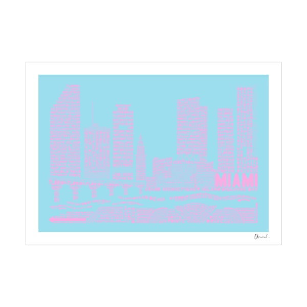 Plakat Miami Blue&Pink, 50x70 cm