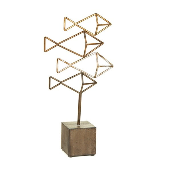 Model metalowych kształtów ryb na drewnianej podstawie Santiago Pons Poisson